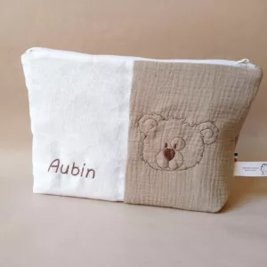 Pochette zip - Petit Ourson crème